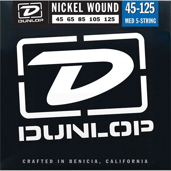 Dunlop DBN45125 Комплект струн для 5-струнной бас-гитары, никелированные, Medium, 45-125