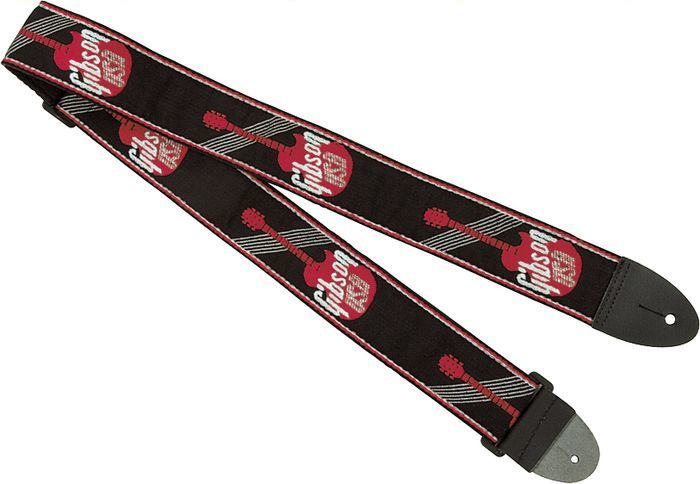 GIBSON ASGG-600 2` WOVEN STRAP W/ GIBSON LOGO-RED ремень для гитары с красным лого, ширина 5 см