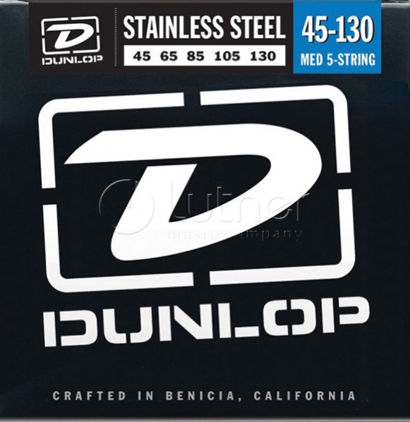 Dunlop DBS45130 Комплект струн для 5-струнной бас-гитары, нерж.сталь, Medium, 45-130