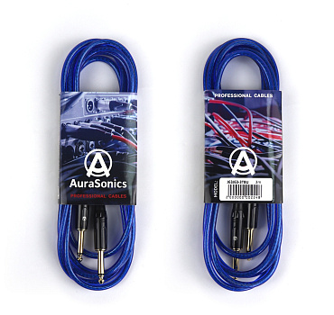 AuraSonics J63J63-3TBU  гитарный кабель Jack TS 6.3мм - Jack TS 6.3мм, 3м, 24AWG, 0.22мм² синий 