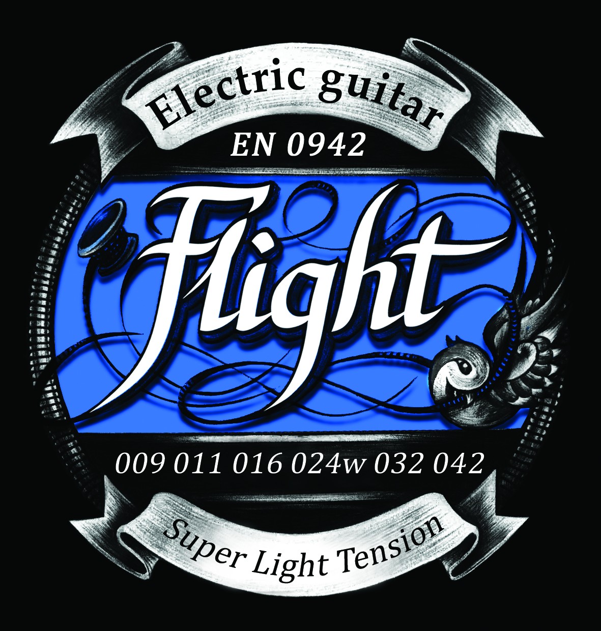 FLIGHT EN0942 струны для электрогитары, 09-42, натяжение Super Light, сталь, обмотка никель