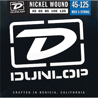 Dunlop DBN45125 Комплект струн для 5-струнной бас-гитары, никелированные, Medium, 45-125