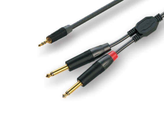 ROXTONE GPTC100/1,5 - аудио-кабель, 5,5mm (2x022mm2), 3,5mm stereo Jack - 2x6,3mm mono Jack, 1.5м