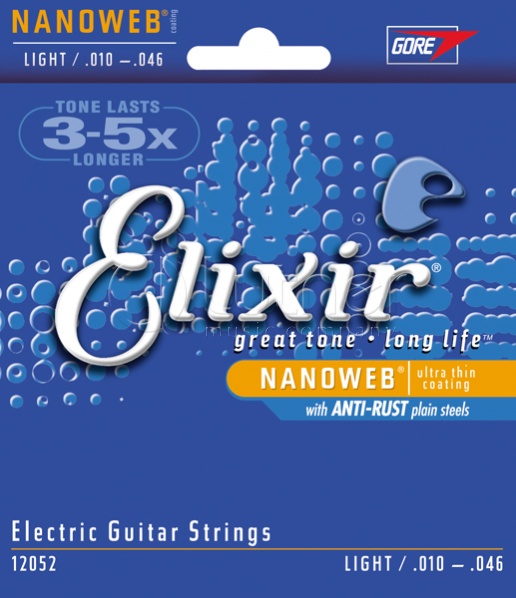 Elixir 12052 NANOWEB Комплект струн для электрогитары, Light, 10-46