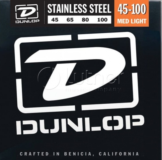 Dunlop DBS45100 Комплект струн для бас-гитары, нерж.сталь, Medium Light, 45-100