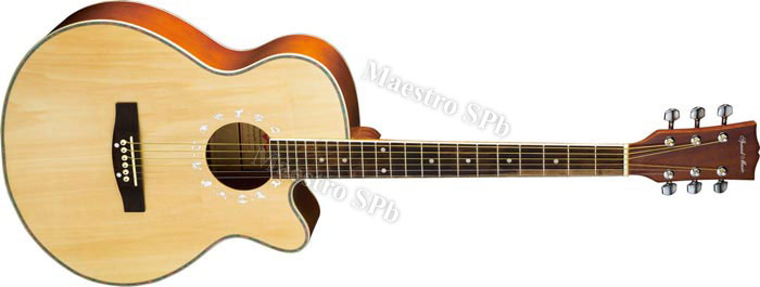 SM W-01C2-N  Гитара Folk (mini-Jumbo) 40", вырез, линден/линден, отделка, накл/бридж-rosewood, цв: н
