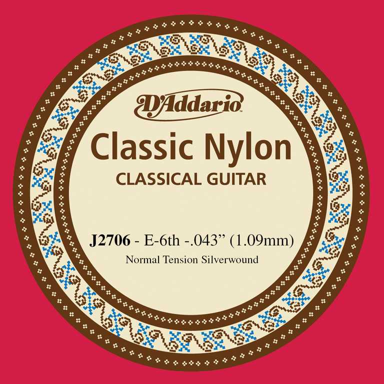 D'Addario J2706 Classical Отдельная 6-ая струна для классической гитары, нейлон, норм. натяжение