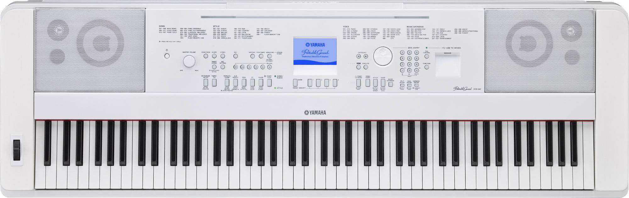 Yamaha DGX-660WH синтезатор с автоаккомпанементом, 88 клавиш, 192 полифония, 205 стилей, 554 тембра