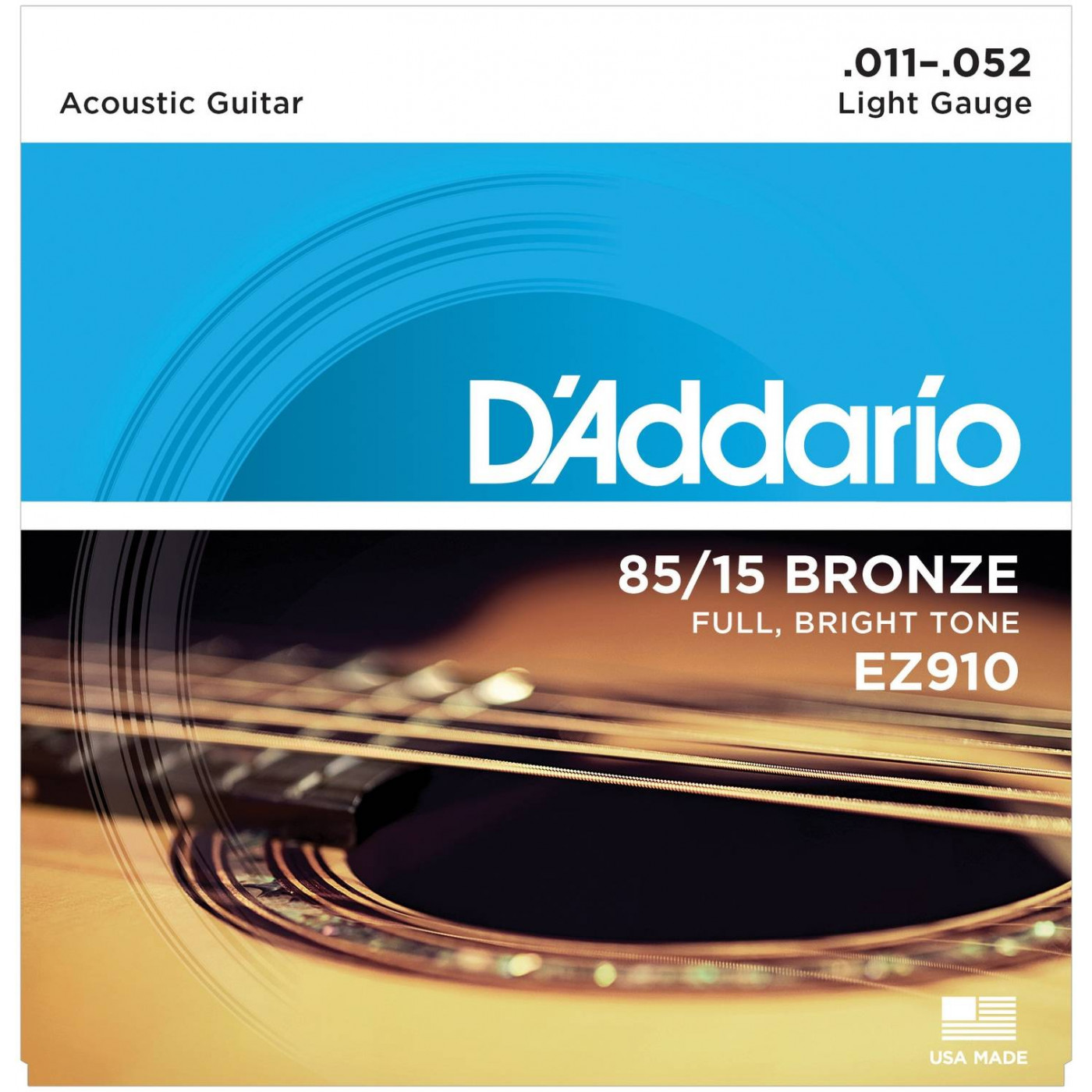 D'ADDARIO EZ910 - Струны для акустической гитары, 85/15, Light, 11/52