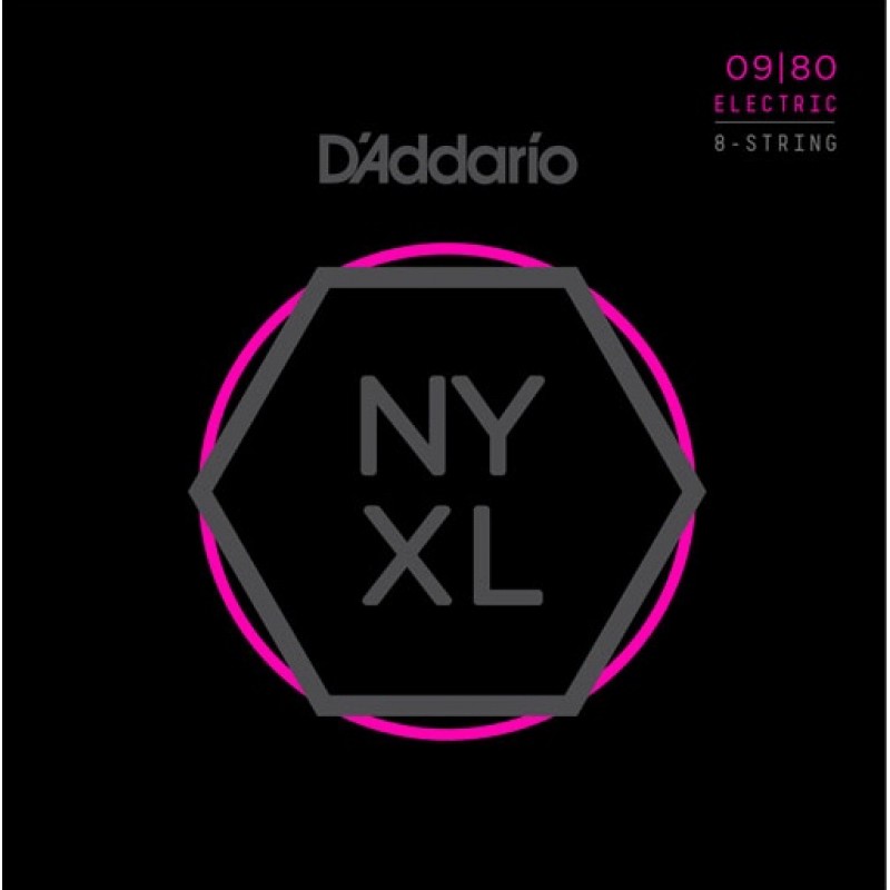 D'Addario NYXL0980 NYXL Комплект струн для 8-струнной электрогитары, Super Light, 09-80