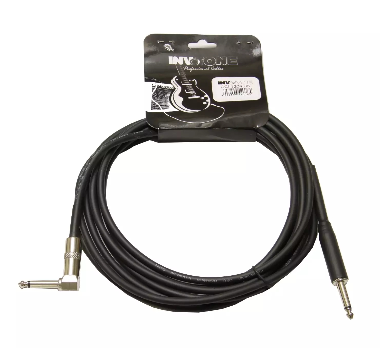 Invotone ACI1206BK - инструм. кабель, mono jack 6,3 <-> mono jack 6,3 угловой, длина 6 м (черный)