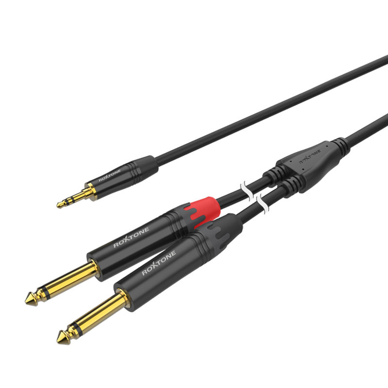 Roxtone PACC280/2 - аудио кабель, 3,5мм stereo Jack - 2x6,3мм mono Jack, 2м