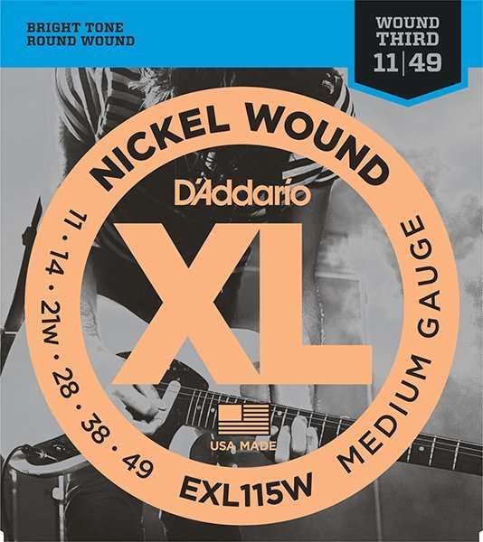 D`Addario EXL115W XL NICKEL WOUND Струны для электро-гитары Blues/Jazz Rock 3rd Wound 11-49