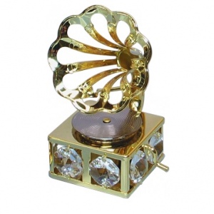 Сувенир "ГРАММОФОН" U-3540 с кристаллами Swarovski (золото)