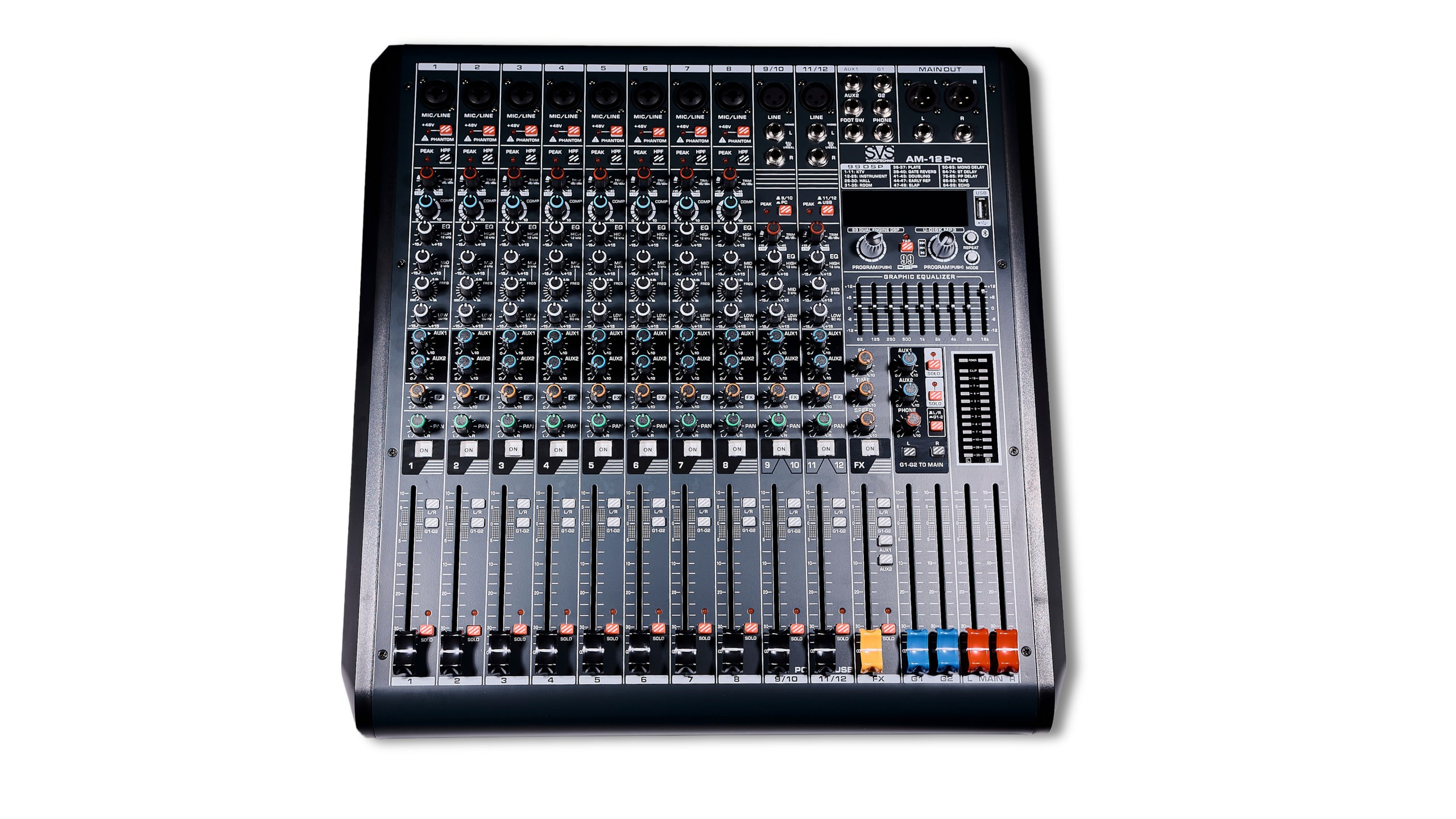 SVS Audiotechnik mixers AM-12 PRO Микшерный пульт аналоговый, 12-канальный, 4-полосный эквалайзер