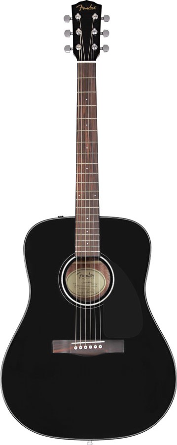 FENDER CD-60S BLK акустическая гитара, топ - массив ели, цвет черный