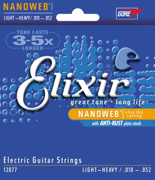 Elixir 12077 струны для электрогитары NanoWeb 10-52