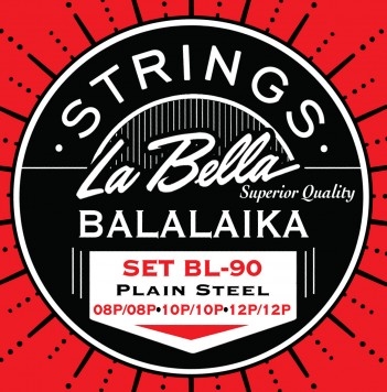 LA BELLA BL90 - струны для балалайки, сталь (концы - петли), размеры струн 008-010-012w (по 2 в комп