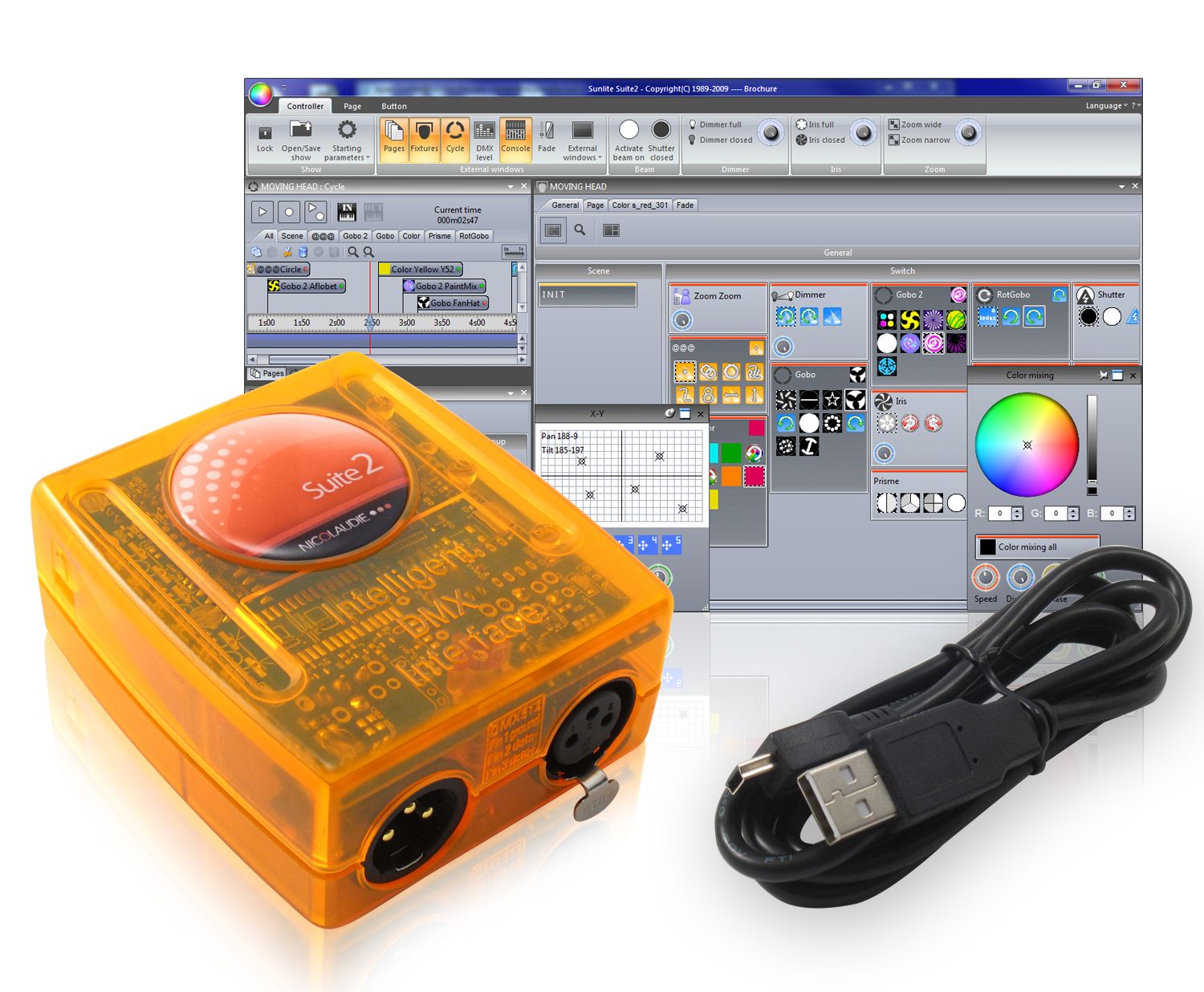 SUNLITE SUITE2-BC - USB/DMX-интерфейс, 1 DMX out+1DMX in, (CD комплект), XP/Vista/Seven 32/64