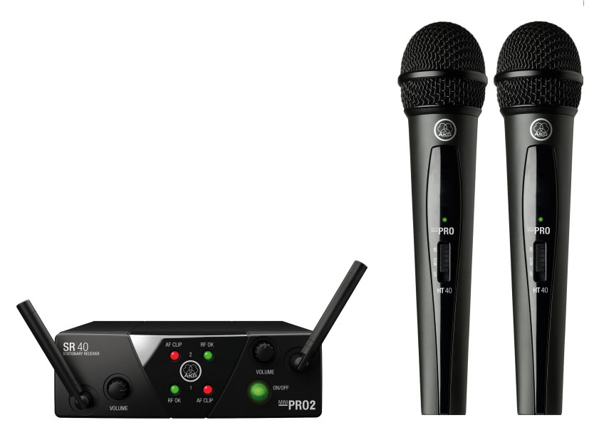 AKG WMS40 Mini2 Vocal Set - вокальная радиосистема с 2-мя ручными микрофонами HT40 mini и приемником