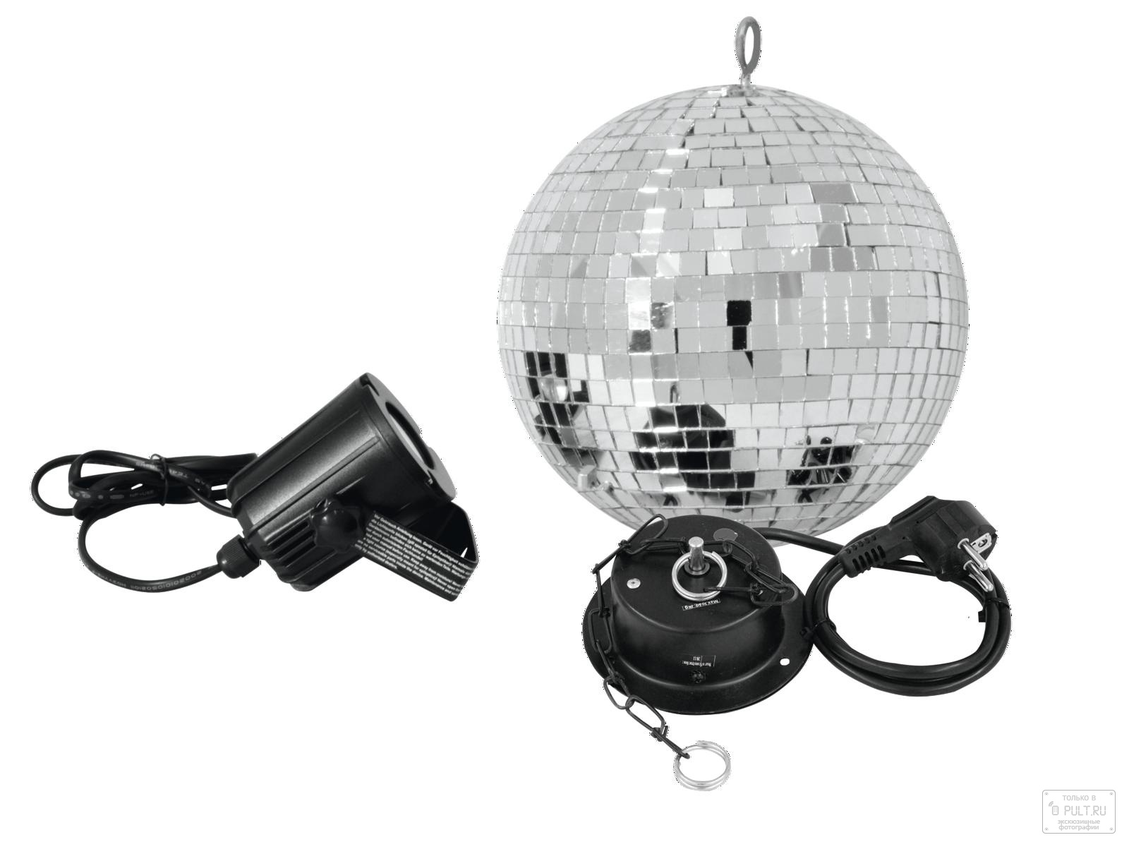 EUROLITE Mirror Ball 20 cm  SET LED 6000K зеркальный шар, диам. 200мм.,  с приводом MD 1515 и цепью 