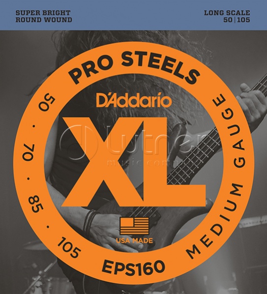 D'addario EPS160 ProSteels Комплект струн для бас-гитары, Medium, 50-105, Long Scale
