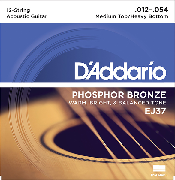D'Addario EJ37 Phosphor Bronze Комплект струн для 12-струнной гитары
