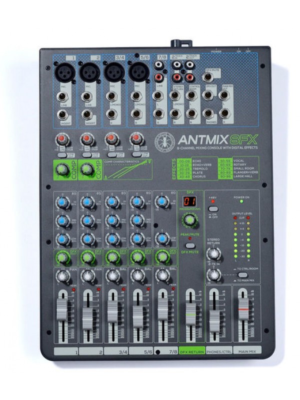 Ant AntMix8FX  микшерный пульт с DSP, 4 микр + 3 линейн входа