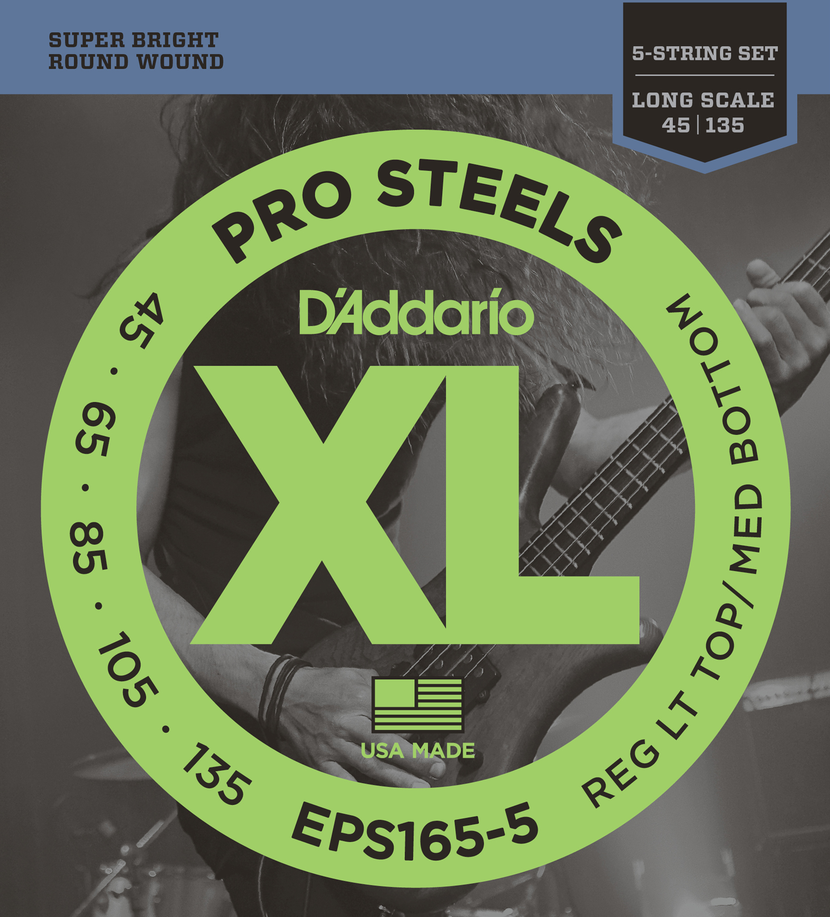 D`ADDARIO EPS165-5  Струны для бас гит. Pro Steels