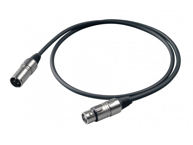 Proel BULK250LU1 - микрофонный кабель, XLR (папа) <-> XLR (мама), 1м