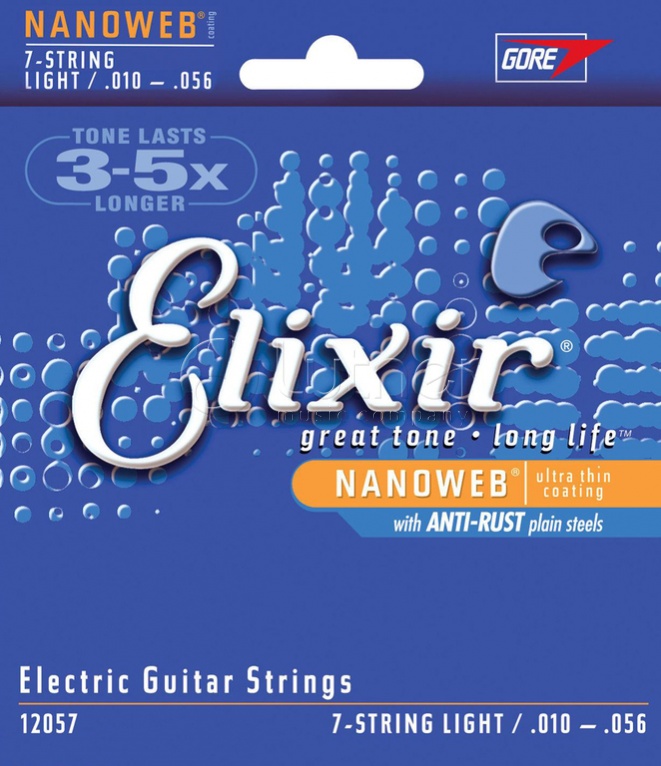 Elixir 12057 NanoWeb  струны для 7-ми струнной электрогитары Light 10-56