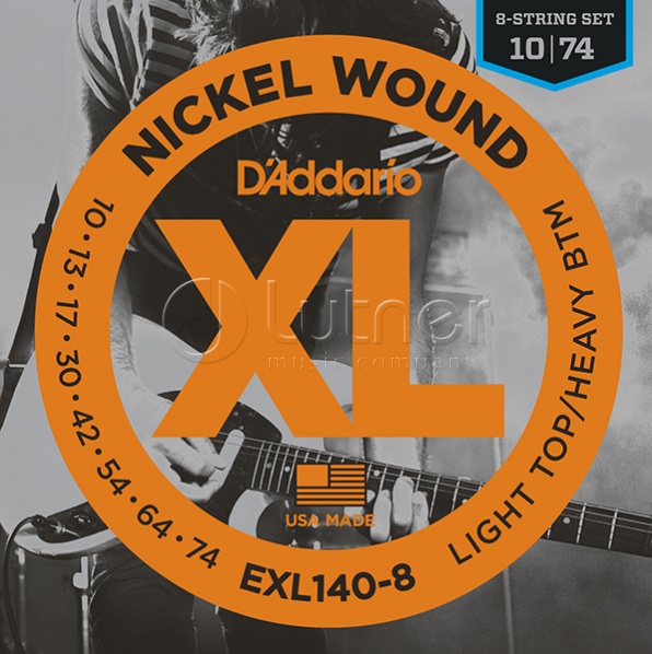 D'Addario EXL140-8 Nickel Wound Комплект струн для 8-струнной электрогитары, Light/Heavy, 10-74