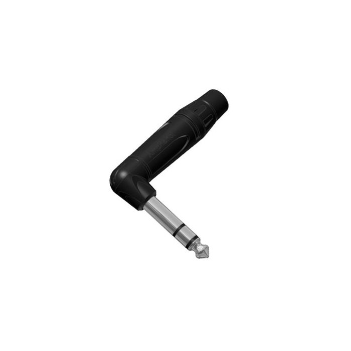 Amphenol ACPSTB - 1/4” (6.35мм) Phone стерео штекер, угловой, металлический корпус, цвет - черный