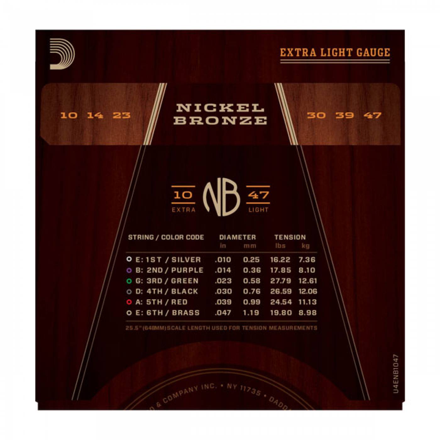 D'ADDARIO NB1047 Nickel Bronze Acoustic, Extra Light, 10-47 струны для акустической гитары