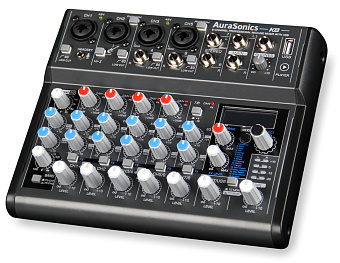 AuraSonics K8 - компактный микшерный пульт 2 мик.+2мик.моно/линейных стерео+1 лин.стерео+FXстерео+до