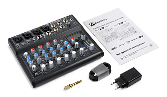AuraSonics K8 - компактный микшерный пульт 2 мик.+2мик.моно/линейных стерео+1 лин.стерео+FXстерео+до