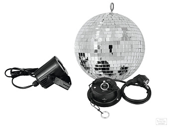 EUROLITE Mirror Ball 20 cm  SET LED 6000K зеркальный шар, диам. 200мм.,  с приводом MD 1515 и цепью 