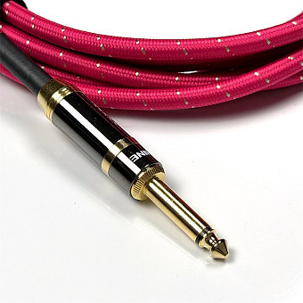 E-Shine ES-8052D (3.0m) - несимметричный гитарный кабель в хлопковой оплетке 3м, моно джек, красный