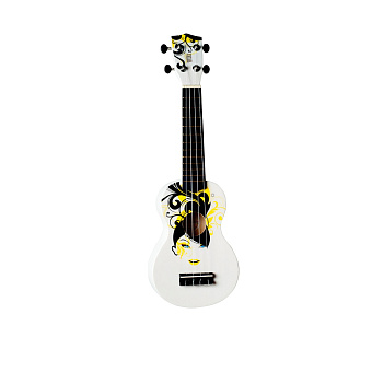 WIKI UK/FLORAL - гитара укулеле сопрано, липа, рисунок "девушка с цветами", чехол в комплекте