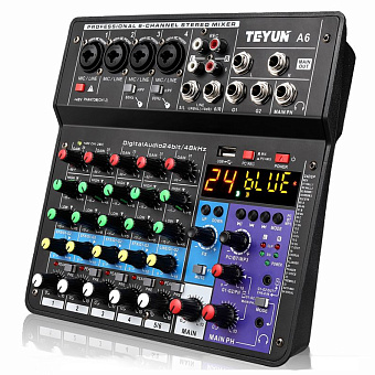 TEYUN A6-EU Микшерный пульт 6-ти канальный