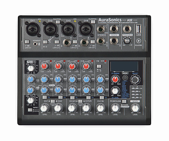 AuraSonics K8 - компактный микшерный пульт 2 мик.+2мик.моно/линейных стерео+1 лин.стерео+FXстерео+до