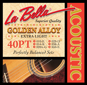 La Bella 40PT Комплект струн для акустической гитары 10-50