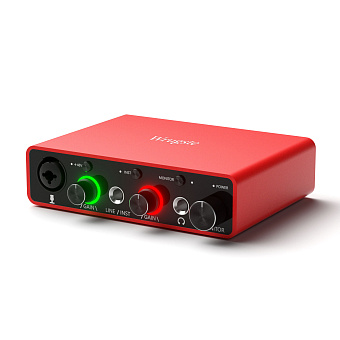 Wrugste GV-AR001B Аудиоинтерфейс USB, 2 входа (XLR + Jack) / 2 выхода