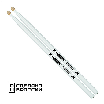 Kaledin Drumsticks 7KLHBW5B 5B - барабанные палочки, граб, деревянный наконечник, белые