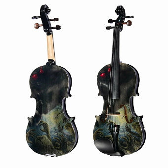 KINGLOS HSHB-013 - скрипка 4/4 рисунок зомби KINGLOS HSHB-013 - скрипка 4/4 рисунок зомби