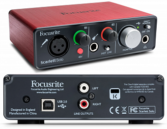 FOCUSRITE Scarlett Solo 2nd Gen USB аудио интерфейс, 2 входа/2 выхода, частота  дискретизации 192 кГ
