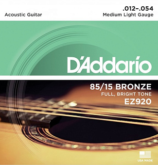 D'ADDARIO EZ-920 American Bronze 85/15 Струны для акустической гитары Medium Light 12-54