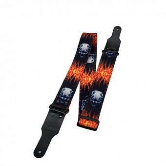 Fidel FL40167PA PolyArt Ремень для гитары, полиэстер, череп и огненный сгусток