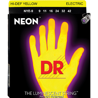DR NYE-10 NEON HiDef Yellow струны электрических гитар, светящиеся в УФ лучах, цвет Yellow, 1046