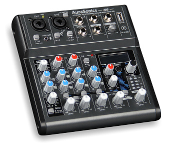 AuraSonics K4 - компактный микшерный пульт 2 мик.+1 лин.стерео+FXстерео+дополнительный стереоканал с